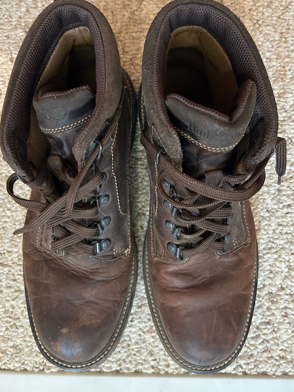 Timberland Brown Leather Men’s Lace-Up  Boots, size 10.5